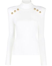 Balmain - Embossed Button-detail Ribbed Jumper - Lyst