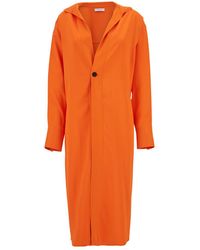 Ferragamo - Orange Single-breasted Coat With A Single Button In Stretch Viscose Blend Woman - Lyst