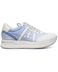 Premiata - 'conny' Sneakers In Light Blue Leather And Nylon - Lyst