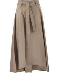 Peserico - Long Skirt In Lightweight Stretch Cotton Satin - Lyst