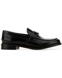 Prada - Logo Brushed Leather Loafer - Lyst