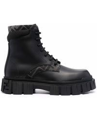 Fendi Black Leather Combat Boots