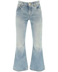 Balmain - Western-style Crop Bootcut Jeans - Lyst