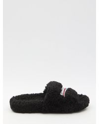 Balenciaga - Furry Slide Sandals - Lyst