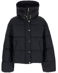 Pinko - Down Jacket With Drawstring Hood And Logo Patch On The Sle - Lyst