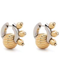 Lanvin Two-tone Beaded Hoop Earrings - Metallic