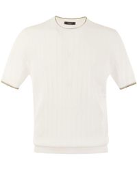 Peserico - T-shirt In Pure Cotton Crépe Yarn - Lyst