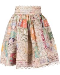 Zimmermann - Printed Fla Mini Skirt - Lyst