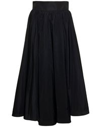Plain - Black Maxi Pleated Skirt With Zip Fastening Woman - Lyst