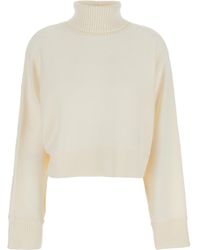 MICHAEL Michael Kors - Turtleneck Cropped Sweater With Logo Plaque On The Rear - Lyst