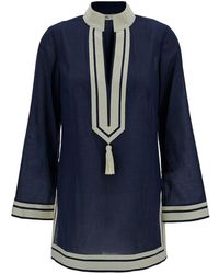 Tory Burch - Herringbone-Trimmed Cotton Tunic - Lyst