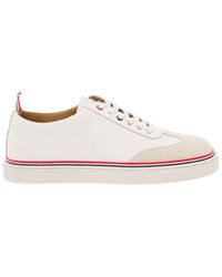 Thom Browne - Low Top Sneakers With Suede And Tricolor Detail - Lyst