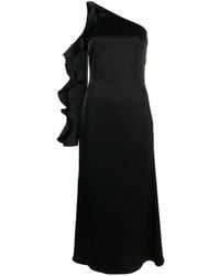 David Koma - Ruffle Detail One Shoulder Midi Dress - Lyst