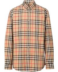 Burberry Vintage Check Cotton Flannel Shirt - Natural