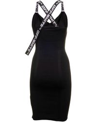 Off-White c/o Virgil Abloh - Off White Women's Black Fabric Dress With Logoed Shoulder Straps - Lyst