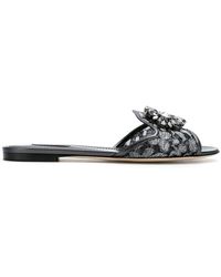 Dolce & Gabbana - Flat Lace Sandals - Lyst