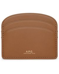 A.P.C. - Demi-lune Cardholder In Beige Leather - Lyst