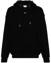 Off-White c/o Virgil Abloh - Black Cotton Hoodie Sweatshirt With White Front Embroidered Logo - Lyst