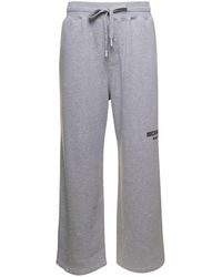 Dolce & Gabbana - Grey Jogger Pants With Drawstring And Logo Print In Cotton Man - Lyst