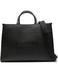 Lanvin - Logo-embossed Leather Tote Bag - Lyst