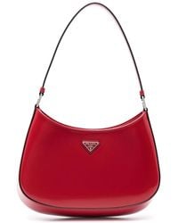 Prada Cleo Brushed-leather Hobo Bag - Red