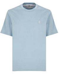 Brunello Cucinelli - T-shirts And Polos Light Blue - Lyst