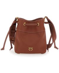 Pinko - Mini Bucket Bag With Metallic Love Birds Logo On The Front - Lyst