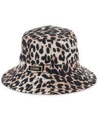 Ganni - Animal Print Bucket Hat - Lyst