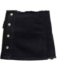 ANDERSSON BELL - Black Denim Pleated Mini Skirt Arron In Cotton Woman - Lyst