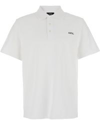 A.P.C. - Polo Shirt With Classic Collar And Logo Embroidery On The Front - Lyst