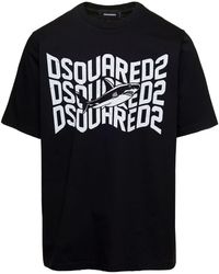 DSquared² - T-Shirt With Shark And Logo Print - Lyst
