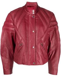 Isabel Marant - Padded Paneled Leather Biker Jacket - Lyst