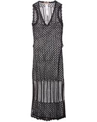 Twin Set - Midi Viscose Dress With Perforated Design And Slip - Lyst