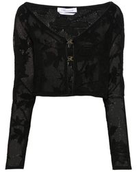 Blumarine - Embroidered Cropped Cardigan - Lyst