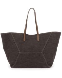 Brunello Cucinelli - 'Duo' Shoulder Bag With Two Flat Handles And Concealed Magnetic Closure - Lyst