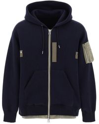 Sacai - Full Zip Hoodie With Contrast Trims - Lyst