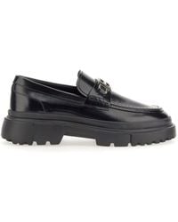Hogan - Loafer With Logo Plaque - Lyst