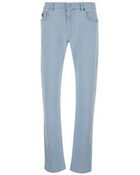 Versace - Light Skinny Jeans With Logo Patch - Lyst