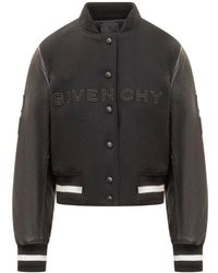 Givenchy - Short Bomber Jacket In Wool And Leather - Lyst