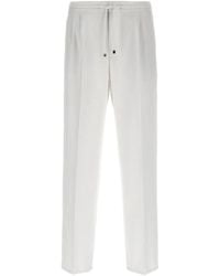 Brunello Cucinelli - Leisure Fit Cotton Gabardine Trousers With Drawstring And Double Darts - Lyst