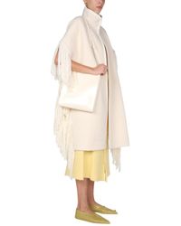 Jil Sander Cotton Draped Gathered-shoulder Cape in Natural Womens Clothing Coats Capes 