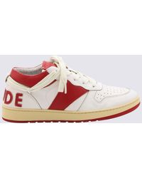 Rhude - White And Red Leather Sneakers - Lyst