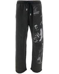 Off-White c/o Virgil Abloh - Black Pants With Drawstring And Graphic Print In Cotton Man - Lyst