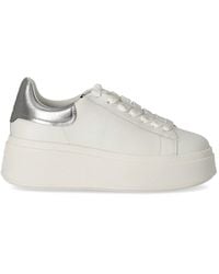 Ash - Moby White Silver Sneaker - Lyst