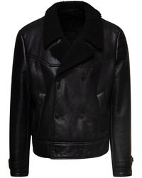 Salvatore Santoro - Jacket With Shearling Revers And Logo Detail - Lyst