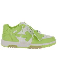 Off-White c/o Virgil Abloh - 'out Of Office' White And Green Low Top Sneakers With Arrow Motif In Leather Man - Lyst