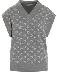 Marine Serre - Vest With Moon Print And V-Neckline By - Lyst