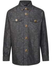 Versace - Barocco Anthracite Cotton Shirt - Lyst