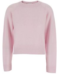 Allude - Crew Neck Sweater With Ribbed Design - Lyst