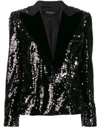 Dolce & Gabbana Sequin Embroidered Blazer - Black